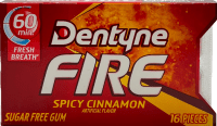 Dentyne Fire - Spicy Cinnamon Flavor - Sugar Free Gum - 16 Pieces