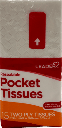 Leader- Pocket Tissues - 15 Two Ply Tissues
