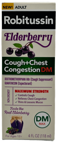 Robitussin Elderberry Syrup - Cough + Chest Congestion DM - Non Drowsy - 4 FL OZ